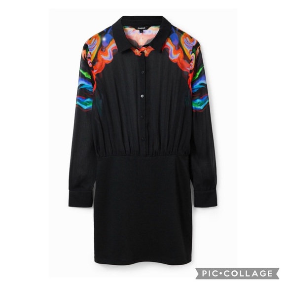 Desigual M. Christian Lacroix Combination Abstract Black Short Dress Size L NWT - Picture 5 of 16